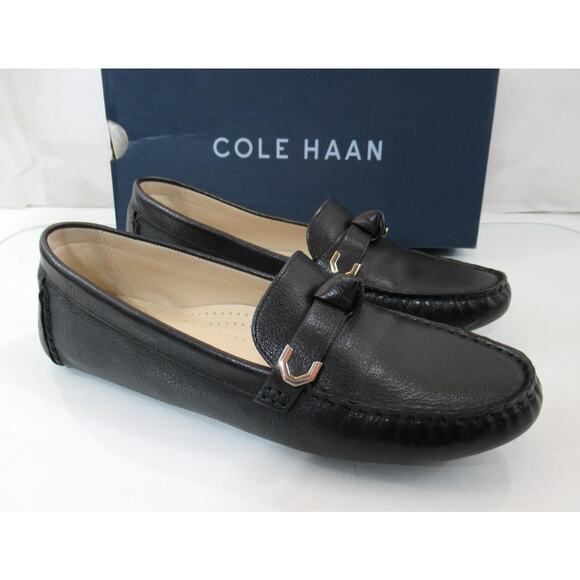 Women's Cole Haan Evelyn Bow Driver Moccasin Loafer Shoes Leather Black Size 9 - Picture 7 of 9